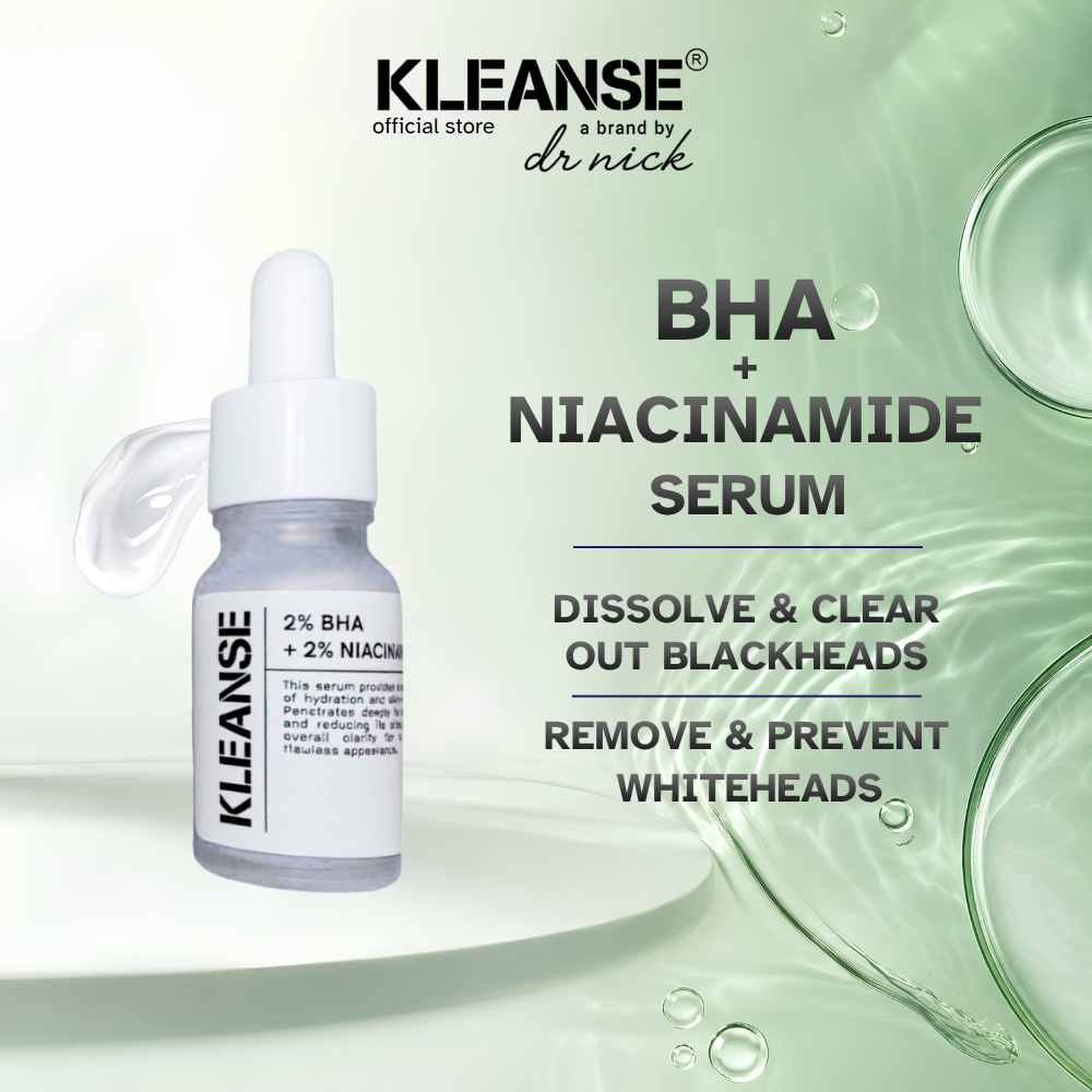 KLEANSE BHA Niacinamide Serum Oil Control Anti Acne Dark Spot Remove Whiteheads Blackheads 10ml