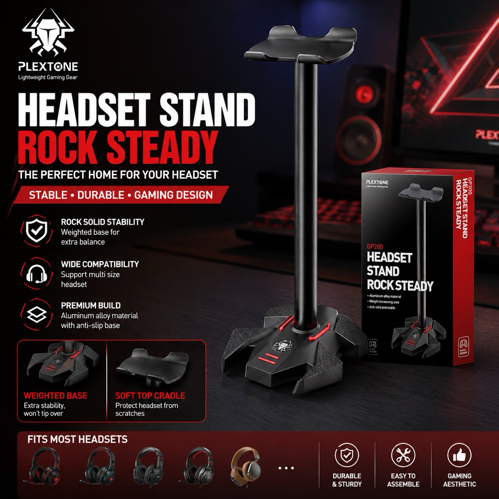 Original Plextone GP200 Headset Holder Stand Bracket Rock Steady Gaming Headphone Stand G800 PC780