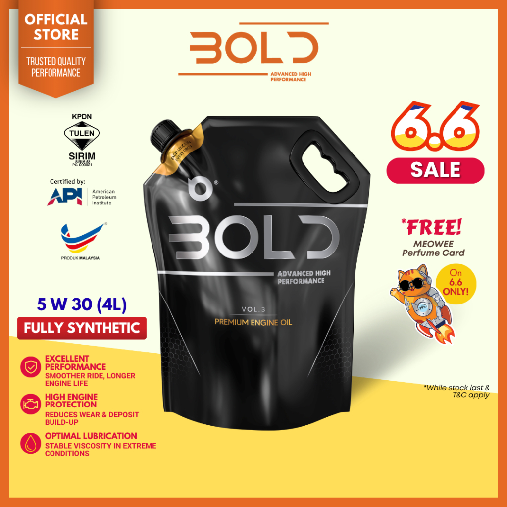 BOLD SIRIM 5w30 3L / 4L Fully Synthetic SP Engine Oil Car 5w-30 Minyak Hitam Enjin Kereta Honda Perodua Proton Toyota