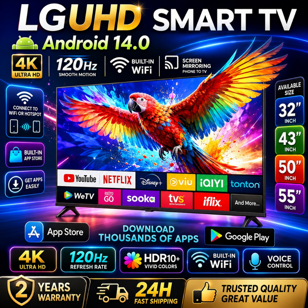 LGUHD Smart TV Pintar Android TV  FHD LED Youtube HDMI USB 32"/46"/50"/55 Digital TV MYTV DVB-T2