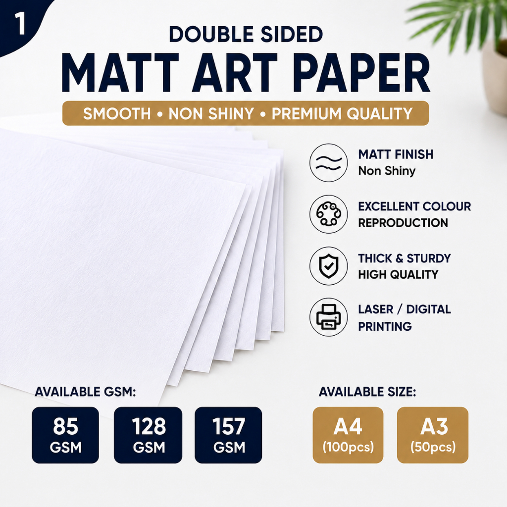 Double Sided Matt Art Paper A4 A3 | 85gsm 128gsm 157gsm | Laserjet & Digital Injek Printer/ Premium Paper Book Magazine