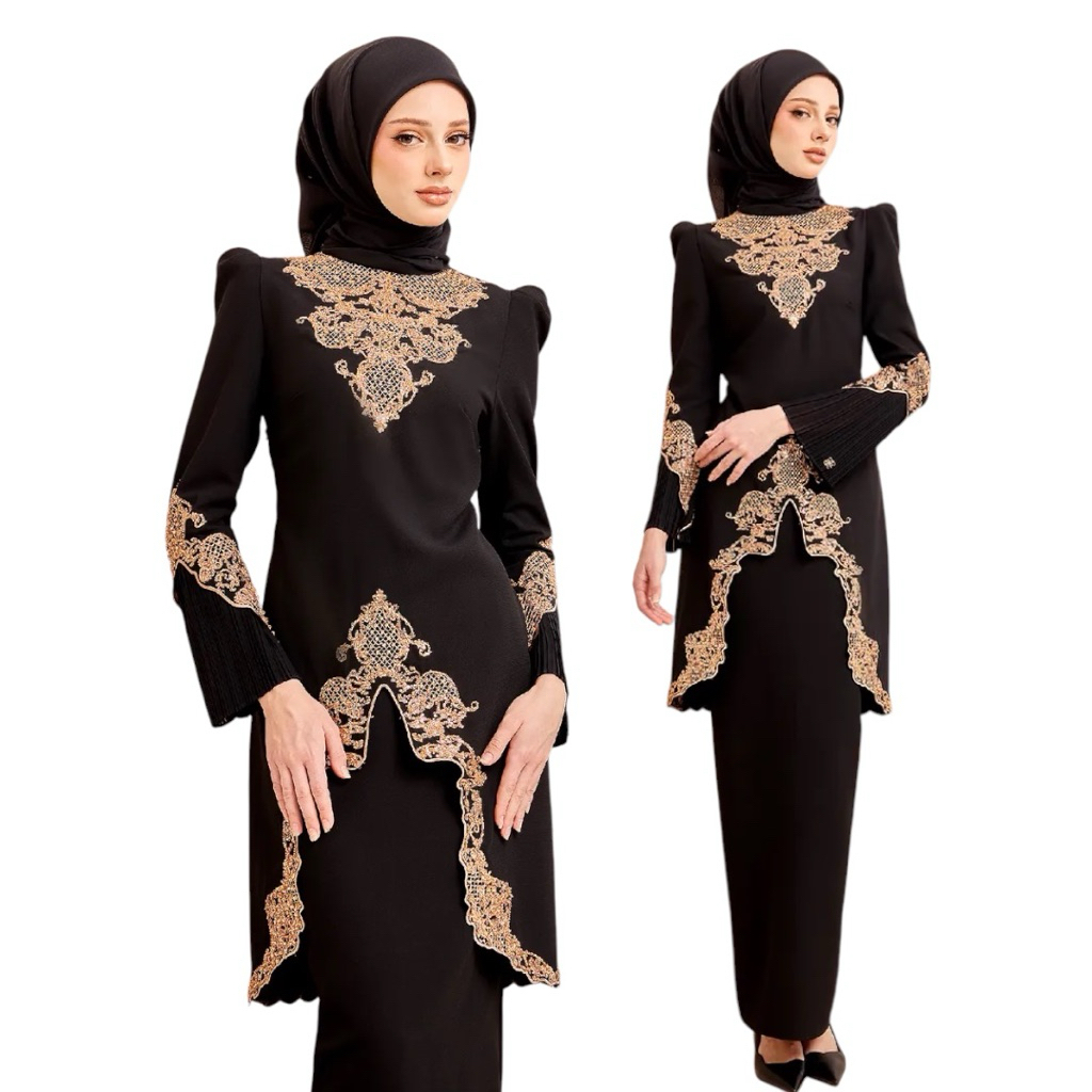 LEEYANARAHMAN GRACE MINI KURUNG Baju Kurung Moden pleated bell sleeve sulam manik baju raya