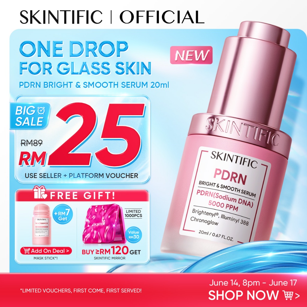 [6.5 NEW LAUNCH] SKINTIFIC PDRN 5000PPM Brightening Serum (20ml) Whitening Essence Fade Dark Spot, Anti-Aging Sensitive