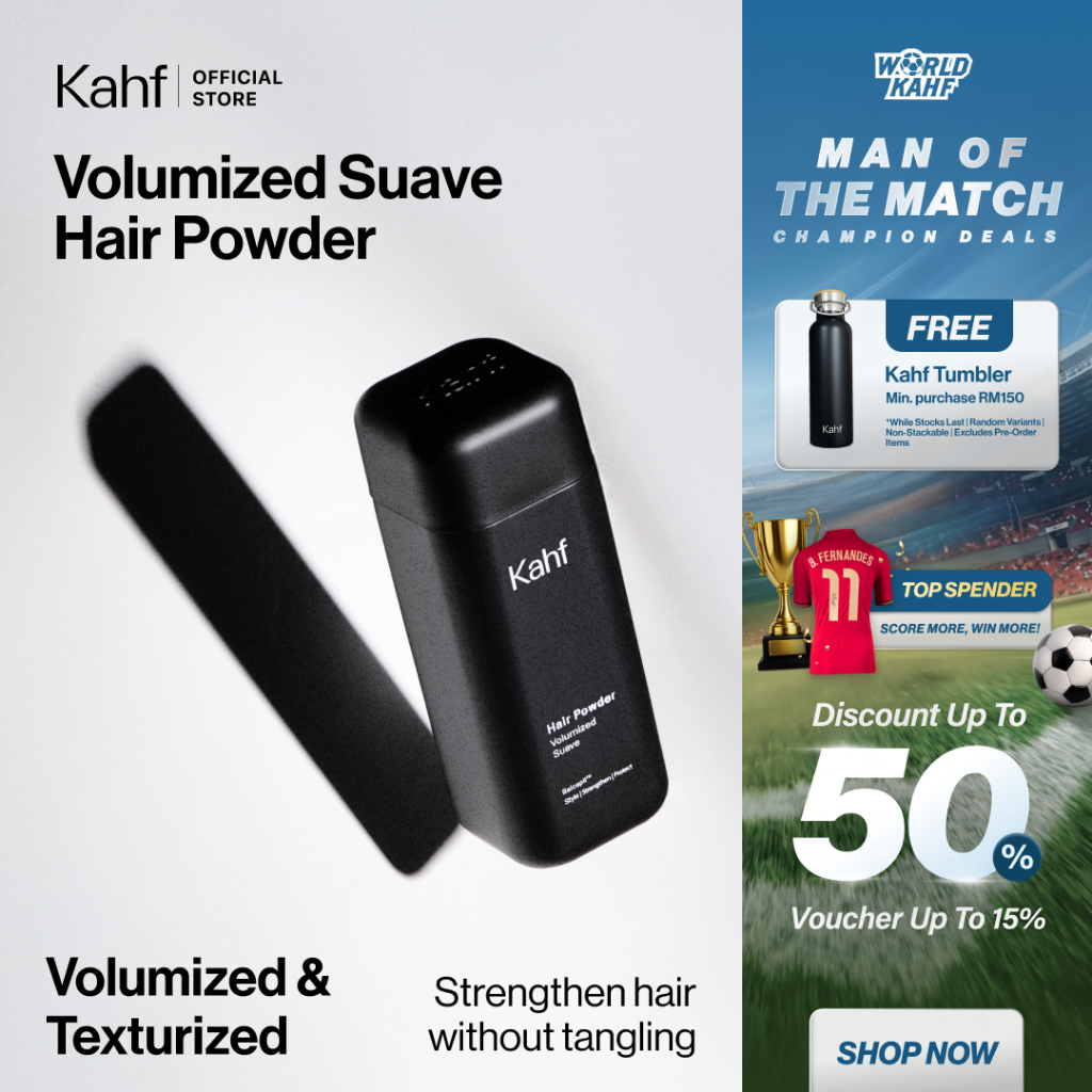 Kahf Suave Hair Powder for Men -12h Strong Hair Styling Product - Easy Application - 头发粉