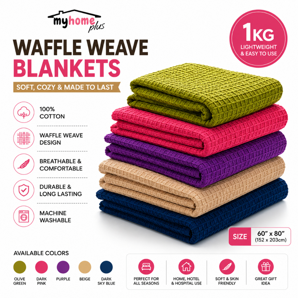 MHP Waffle Thermal Blanket 100%Cotton 60"x80" 1Kg | Super Single Bed Tebal Cozy Waffle Blanket