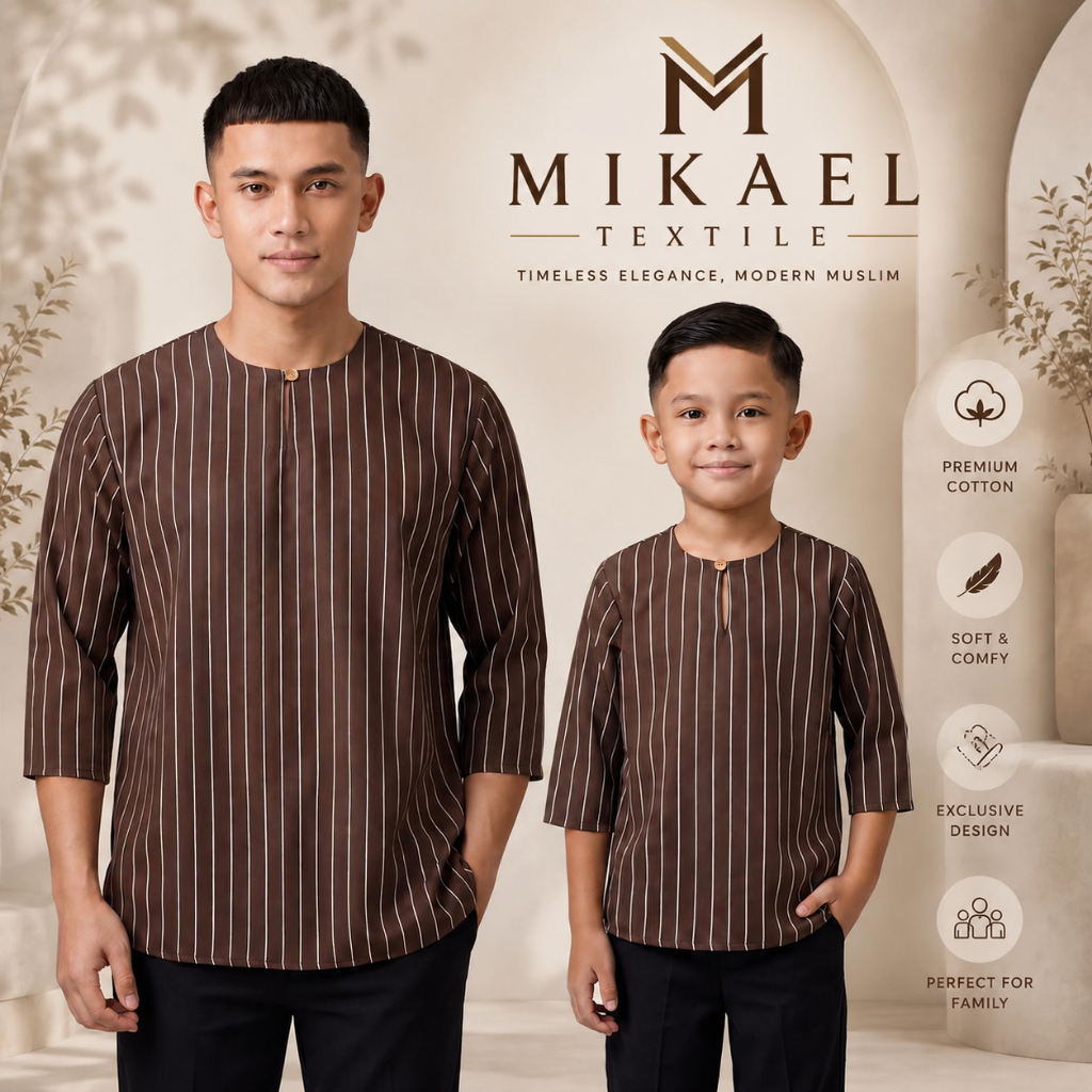PREMIUM KURTA JALUR LELAKI | ANA AYAH SET | KAIN KOREAN COTTON | MODERN WEAR CASUAL CLOTHING SETS