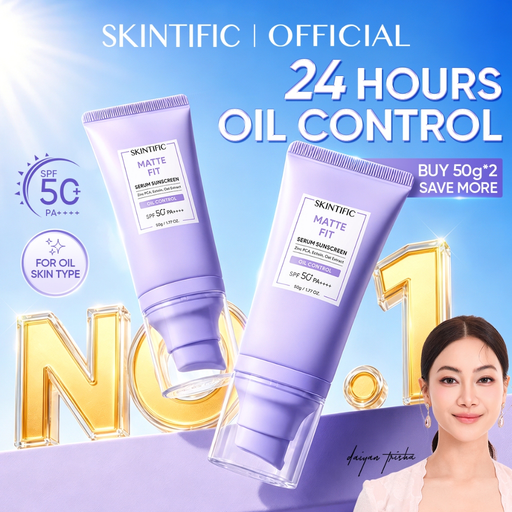 [NO.1] SKINTIFIC Matte Fit Serum Sunscreen SPF50+PA++++UV Protection Oil Control Fast-Absorbing No White Cast