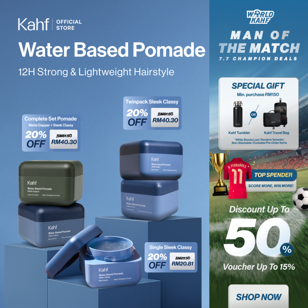 [CHAMP DEALS] Kahf Water Based Pomade -12h Strong Hair Styling Product - Easy Wash Easy Application