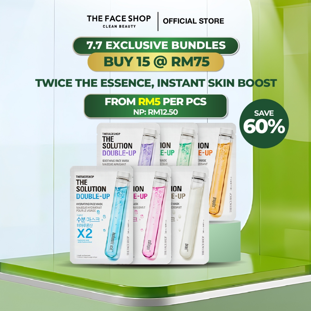 [THE FACE SHOP Official] The Solution Double Up Face Mask Sheet, Masker Muka 面膜, Korean Sheet Mask