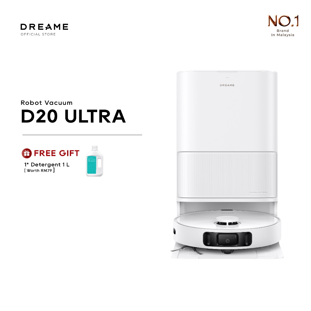 Dreame D20 Ultra Robot Vacuum｜All-in-One Dock with Auto Empty, Wash & Hot-Air Dry, 13,000Pa Vormax™, RoboSwing™, 3DAdapt
