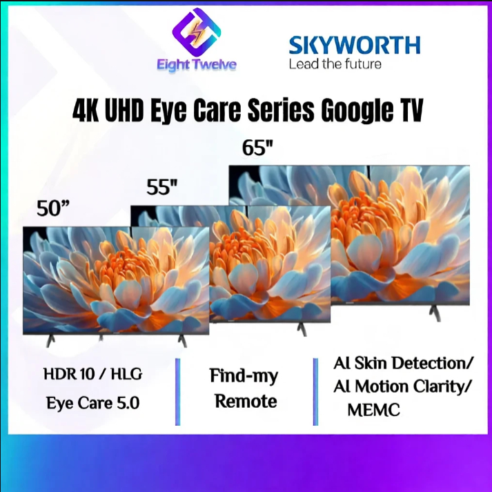 [ NEW ] SKYWORTH LED TV 50"/55"/65" 4K UHD Eye Care Google TV | 50SUE7950 / 55SUE7950 / 65SUE7950 | 2K 32E6850/43E6850