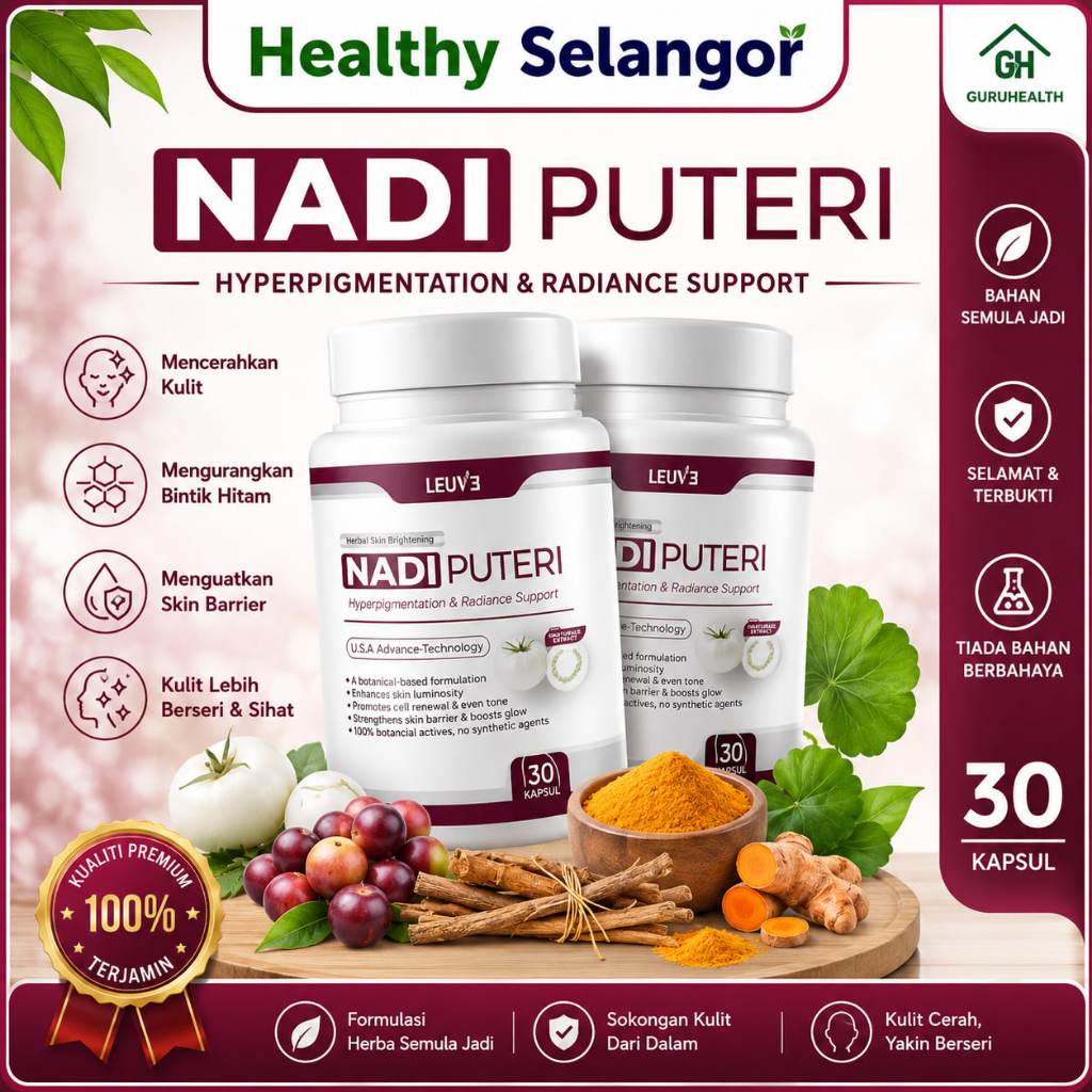 Nadi Puteri 30 Capsules | Suplemen Herba Kulit | Skin Radiance Support | Original Malaysia