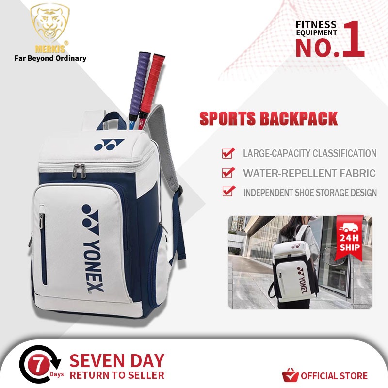 TSE YY Backpack SportsBag blue BadmintonRacket Bag TennisLargeCapacityWaterproof Bag WithShoesCompa