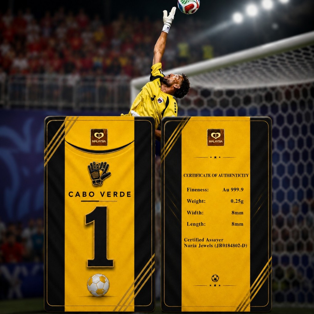 Naria 999.9/24K Gold Bar 0.25gm Cabo Verde Design Football Collection Pelaburan Emas&hellip;