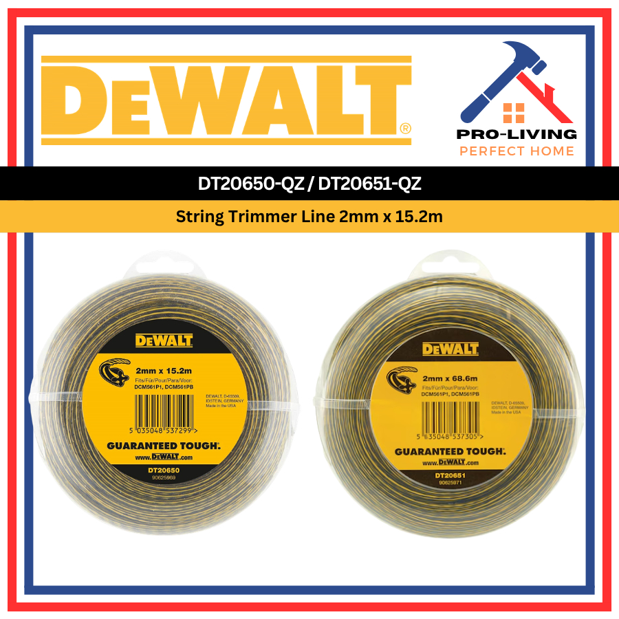 DEWALT DT20650-QZ DT20651-QZ String Trimmer Line 2mm x 15.2m/2mm x 68.6m Grass Cutter Line 割草绳 Tali Mesin Potong Rumput