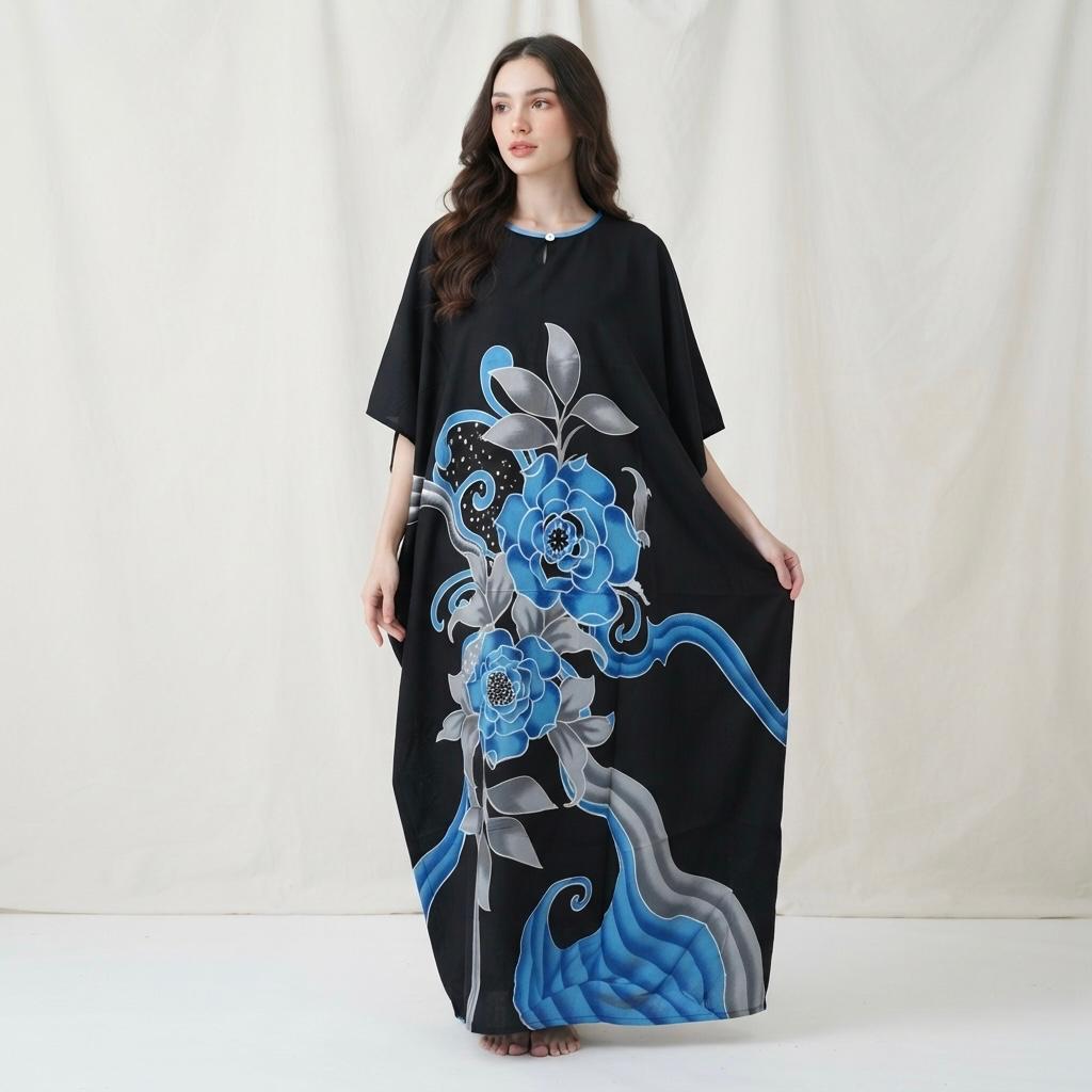 Kaftan Cotton dan Rayon Sejuk Baju Tidur Kelawar Batik Terengganu Free Size Plus Size