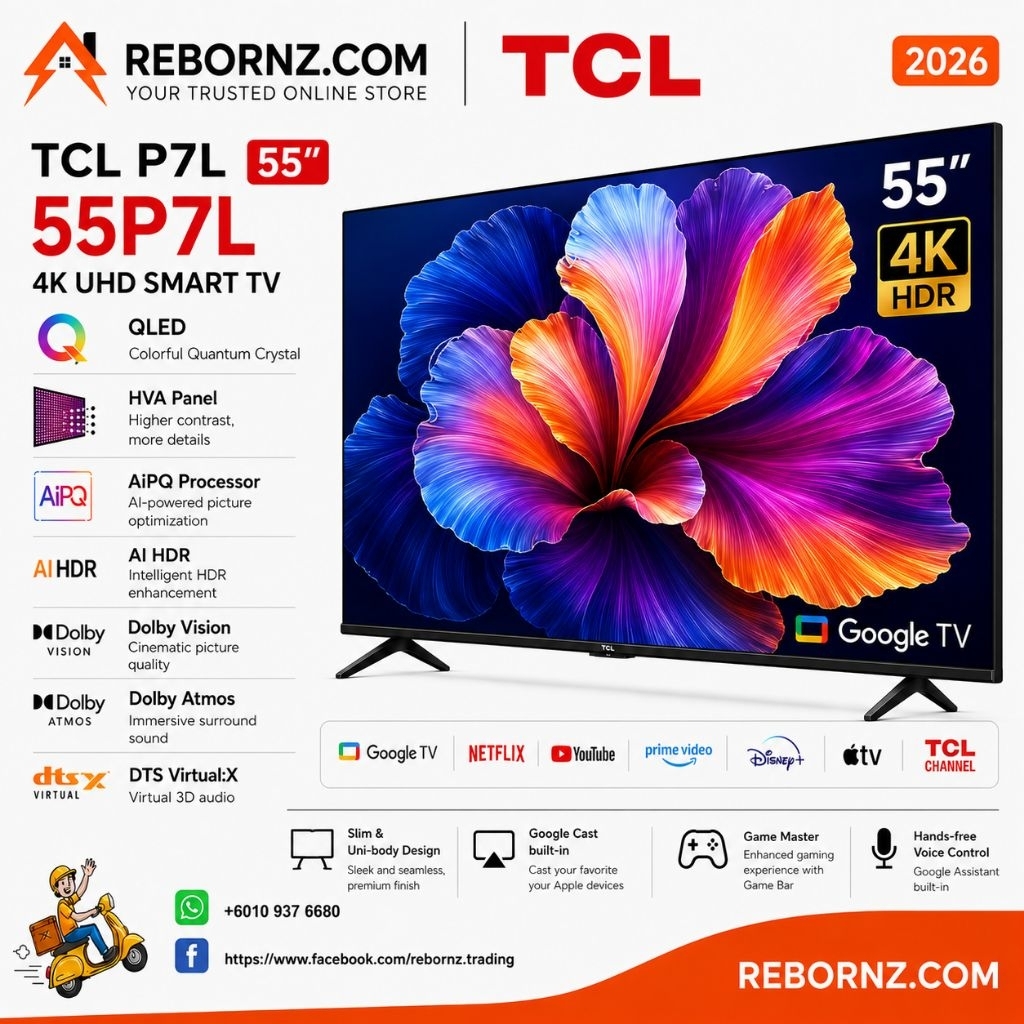 TCL 55" Premium QLED 4K UHD Google TV 2026 55P7L