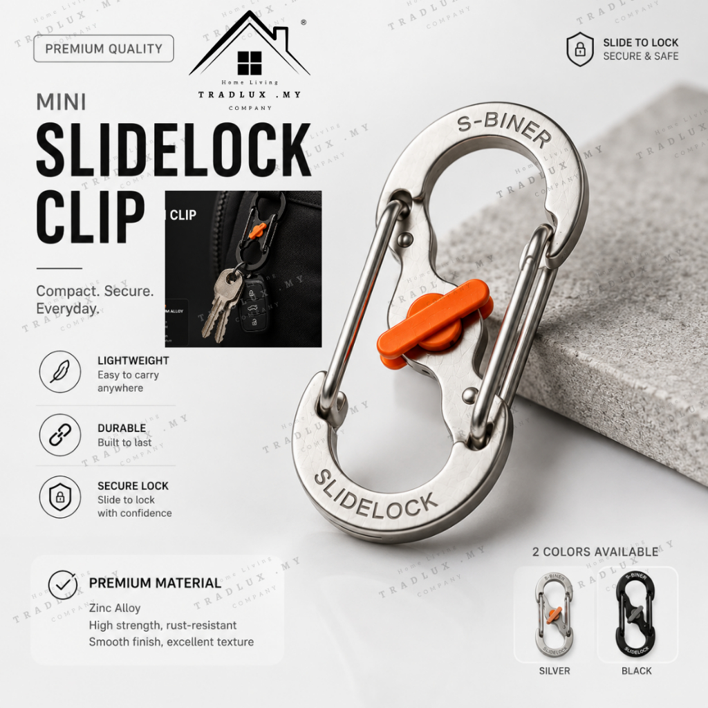 Mini S-Type Slide Lock Keychain Clip Aluminum Alloy Anti Theft Key Holder Carabiner Hook EDC Backpack Zipper Outdoor