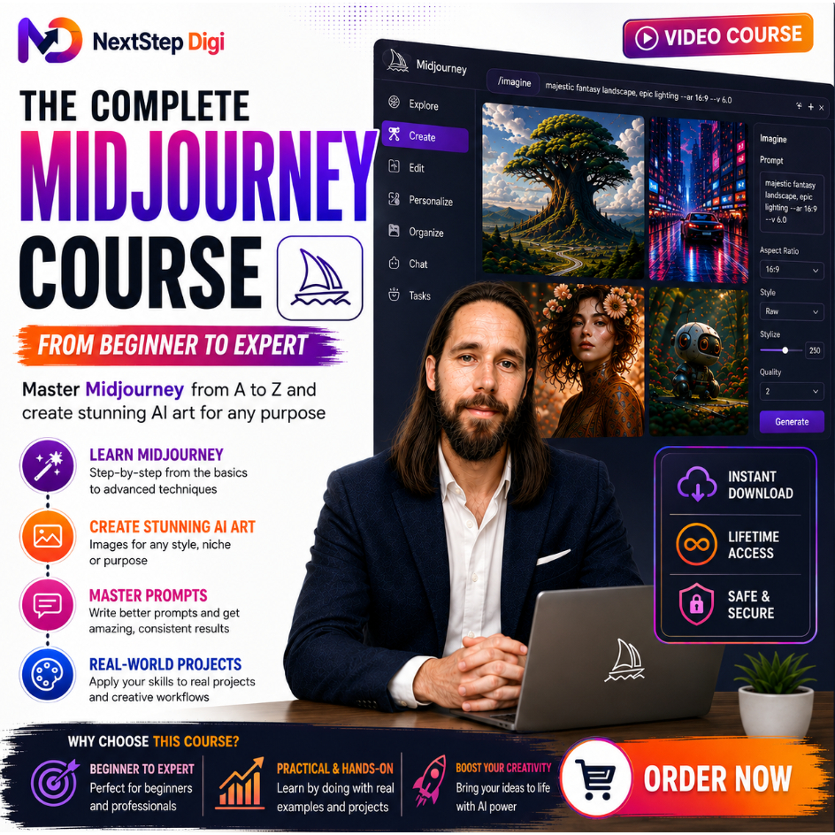 (Course) Midjourney AI for Beginners: Creating Visuals Using AI | Midjourney | AI Image Generation, Prompts & Creative