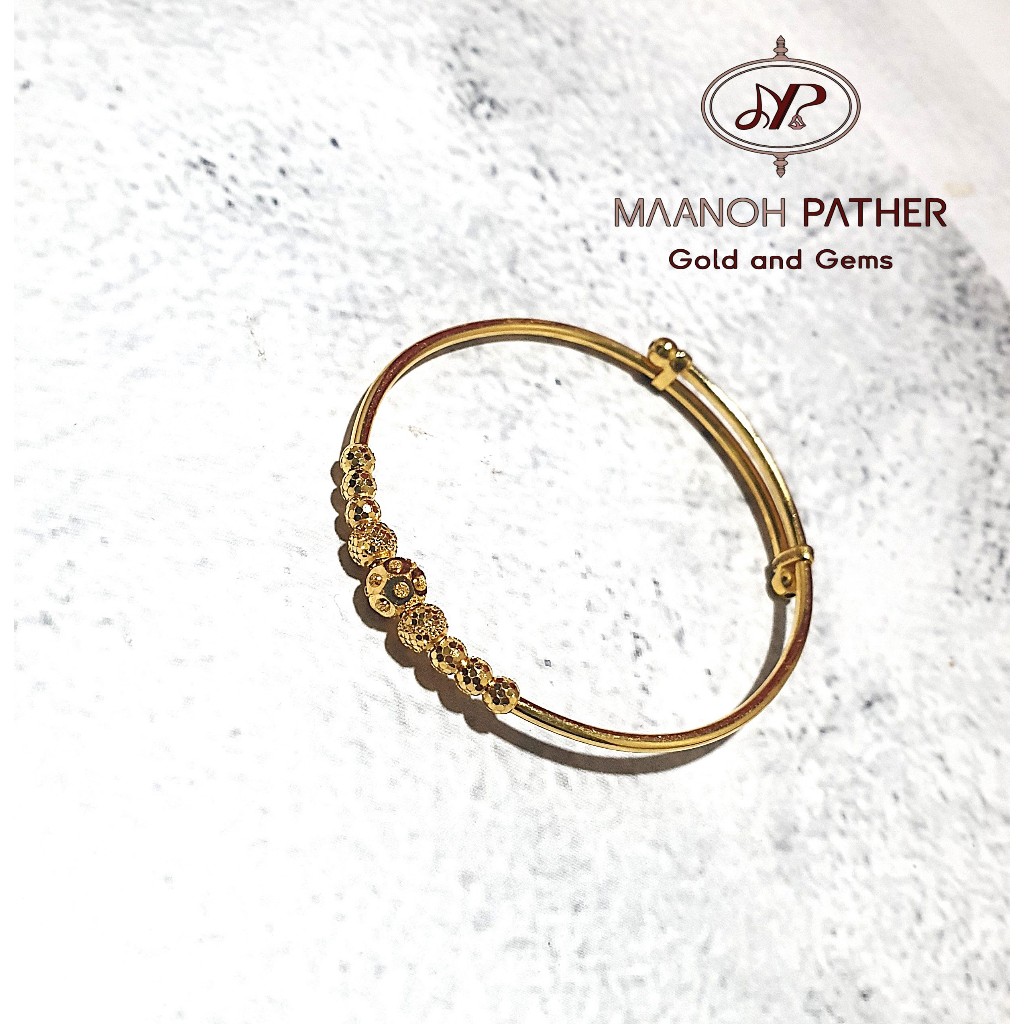 4.52GM-916 GOLD BABY BANGLE-916 FANCY BALL BANGLE-916 INDIAN BABY BANGLE-916 KIDS BALL BANGLE-916-KIDS ADJUSTABLE VALAYA