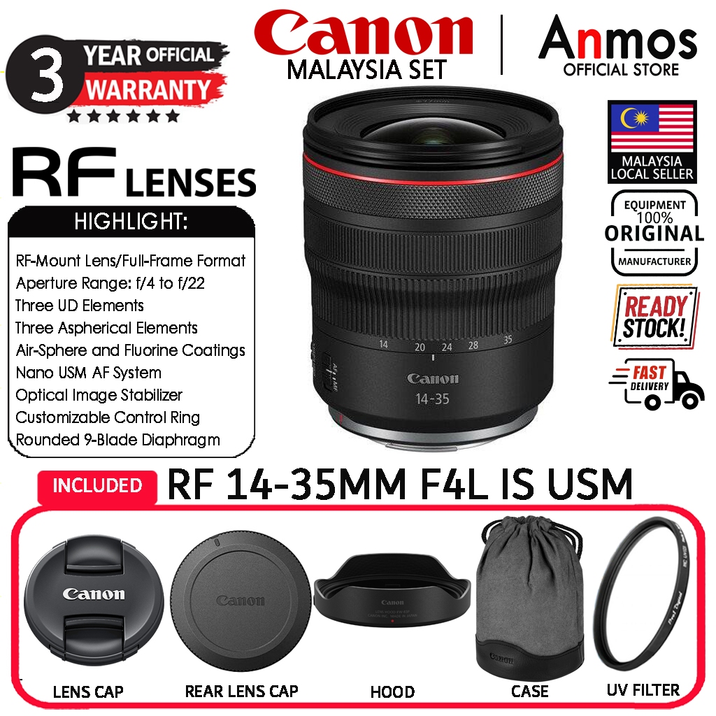 CANON RF 14-35MM F/4L IS USM LENS (CANON MALAYSIA 3 YEARS WARRANTY)