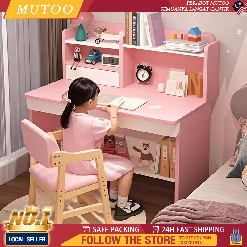 120cm Child Study Table with drawer Meja belajar Combined Bookcase bookshelf table Simple computer desk Meja 儿童学习桌