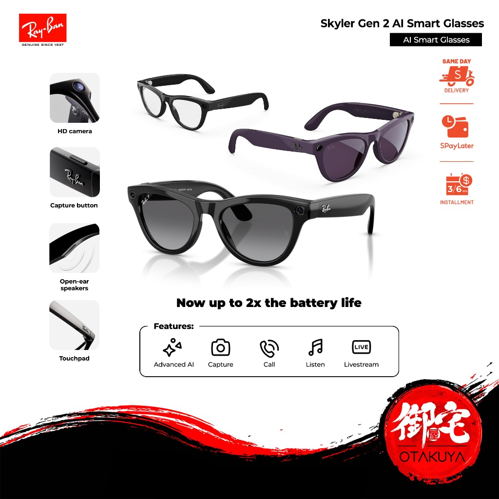 【9.25 SALE】Rayban Gen 2 Ray-Ban Skyler SmartGlass AI Device AI Smart Glass AI Glasses (Gen 2)