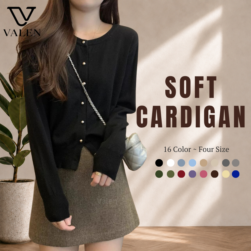 VALEN Women Cardigan Perempuan Knit Wanita Lengan Panjang - Women’s Knit Cardigan Long Sleeve Korean Style