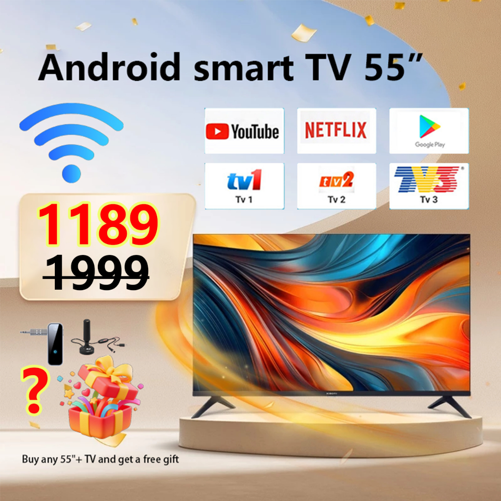 100% Authentic XiMi TV, 32-55 inch. Supports Google Play & Netflix. Comes with a 3-year free repair warranty