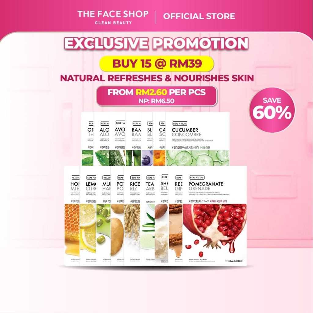 [Shopee No.1 Daily Mask] [THE FACE SHOP Official] Real Nature Mask Sheet Facial Masker Muka 面膜 Korea