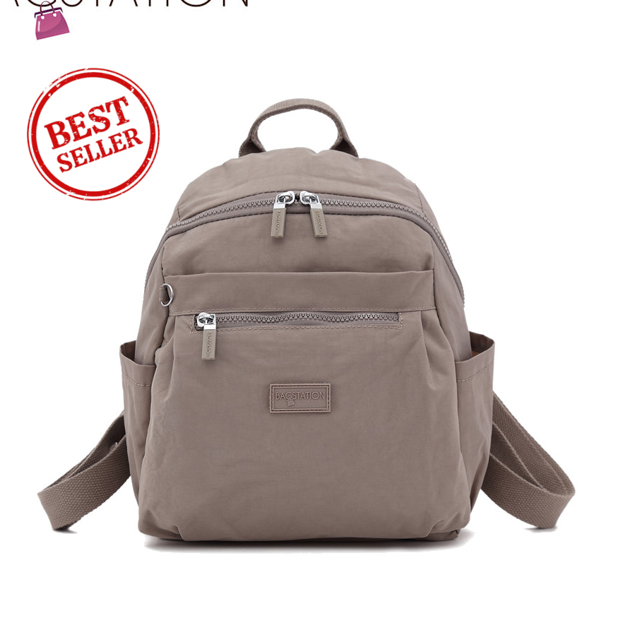 [NEW COLOUR] BAGSTATIONZ Crinkled Nylon Small Backpack (Black/Khaki/Navy Blue)