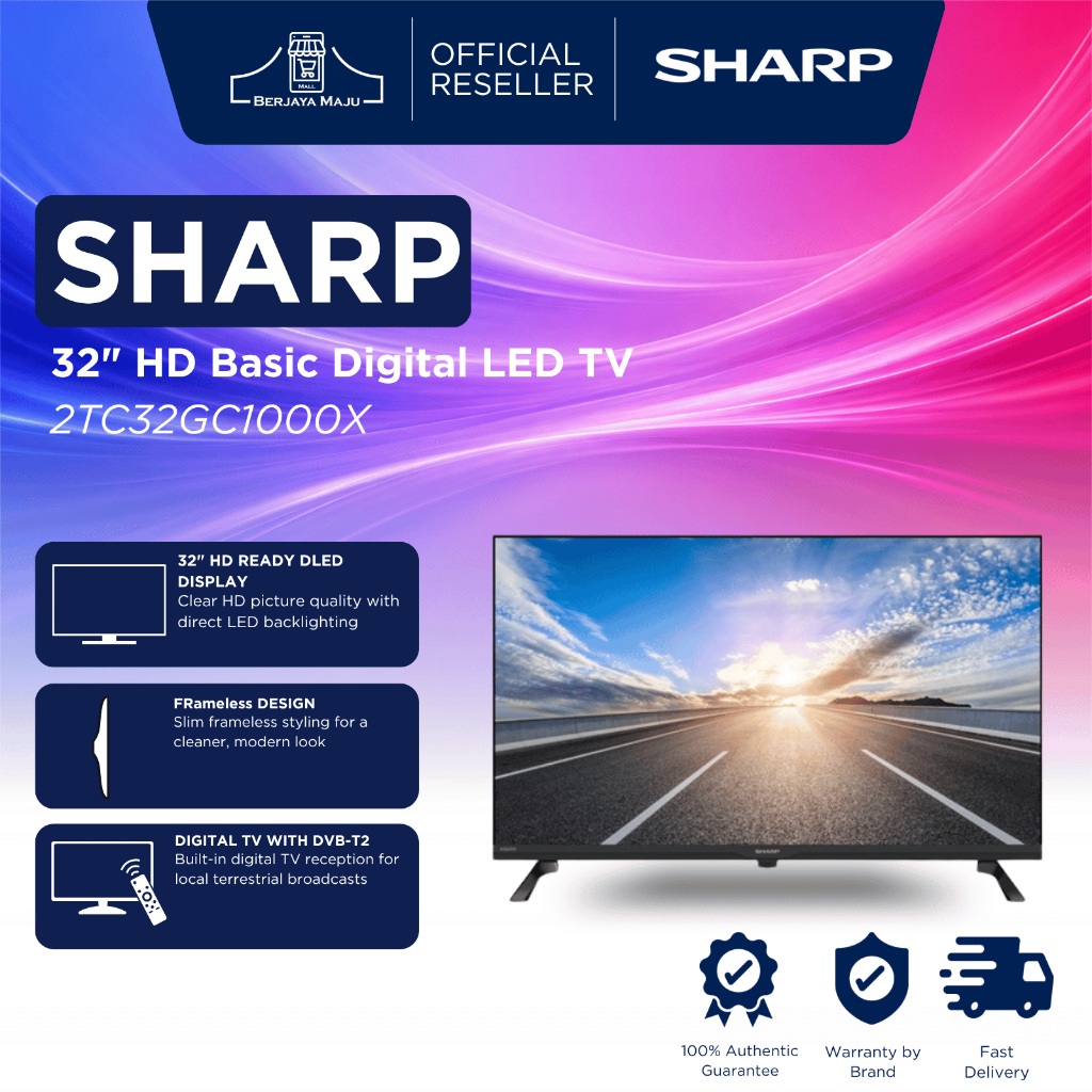 Sharp 32" HD Basic Digital LED TV 2TC32GC1000X | Smart LED TV Televisyen Pintar 智能电视 Original Official