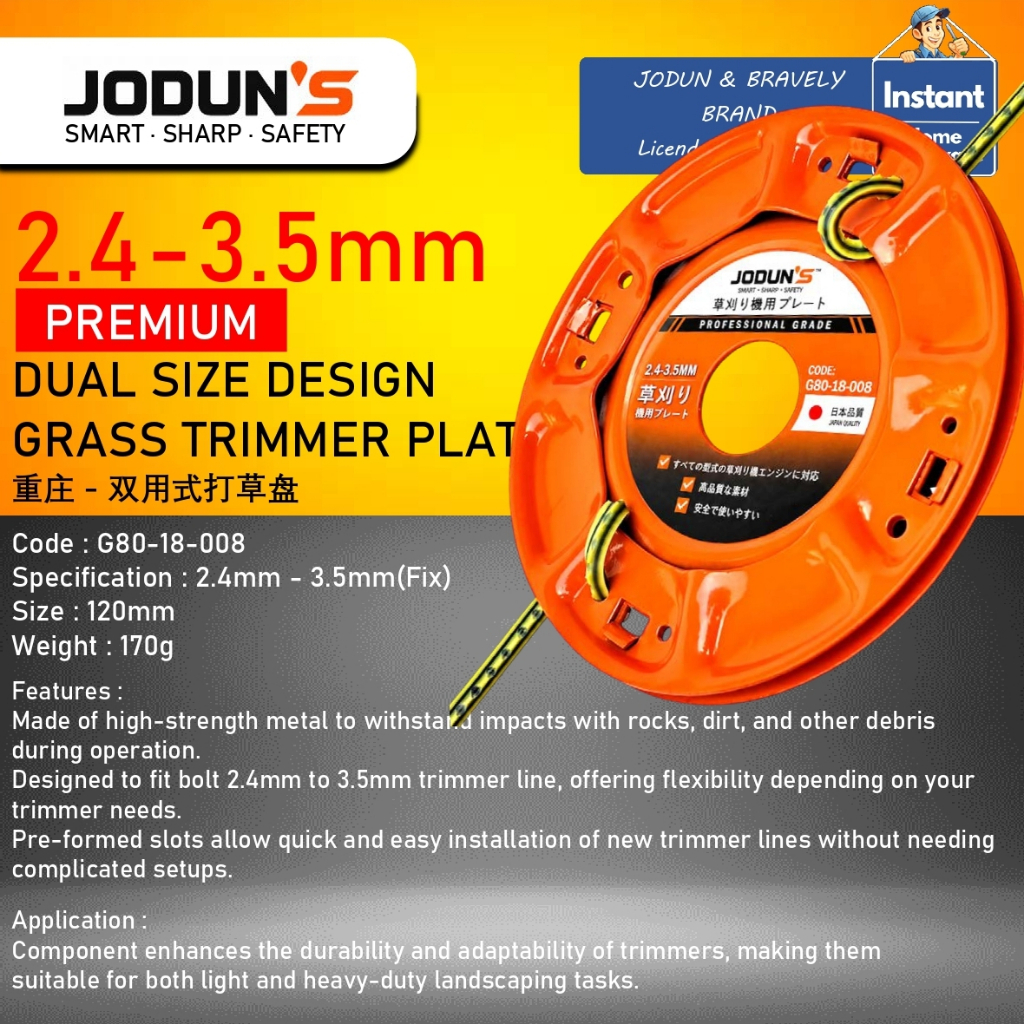 JODUN BRAND 2.4-3.5MM Premium Dual Use Design Orange Grass Trimmer Plate For Trimmer Grass (Piring Mesin Potong Rumput)