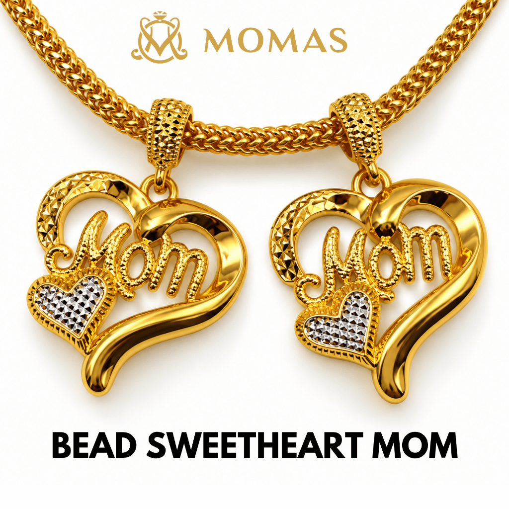 MOMAS BEAD SWEETHEART MOM 5D HARDGOLD Emas 916 Tulen MOMAS Emas Bajet 916 Viral Bead Charm Bajet 916 Tulen