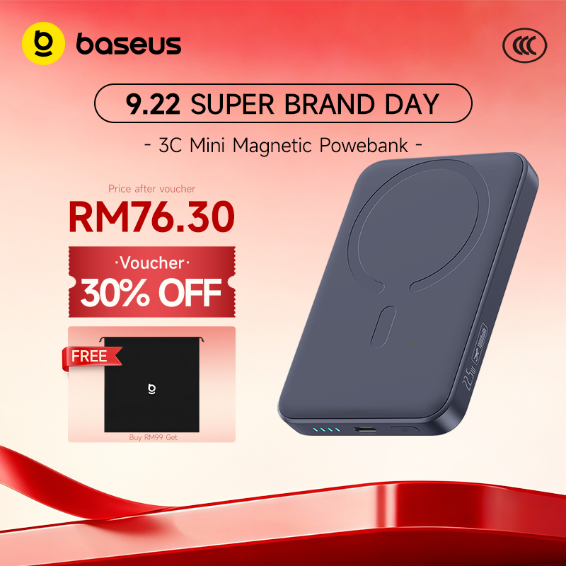 【CCC Certified】Baseus 3C Power Bank Mini Magnetic Wireless Fast Charge With Auto-Wake 10000mAh