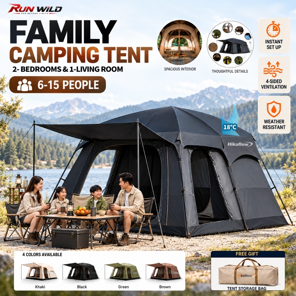 Genuine khemah unta Camel Tent 6-15 person large beser khemah Camping Portable Family Tents Outdoor Hiking