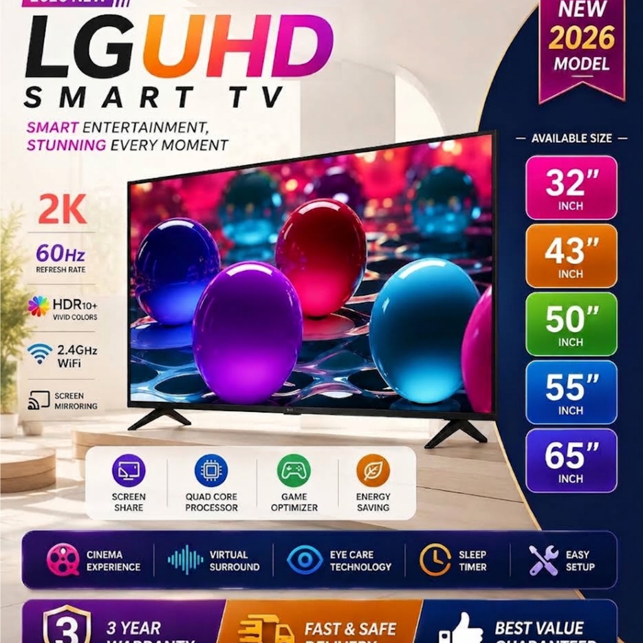 LGUHD Android TV 32/43 inch Smart TV Voice control LED Television 32inci FHD With WiFi/YouTube/MYTV/Netflix/HDMI/USB