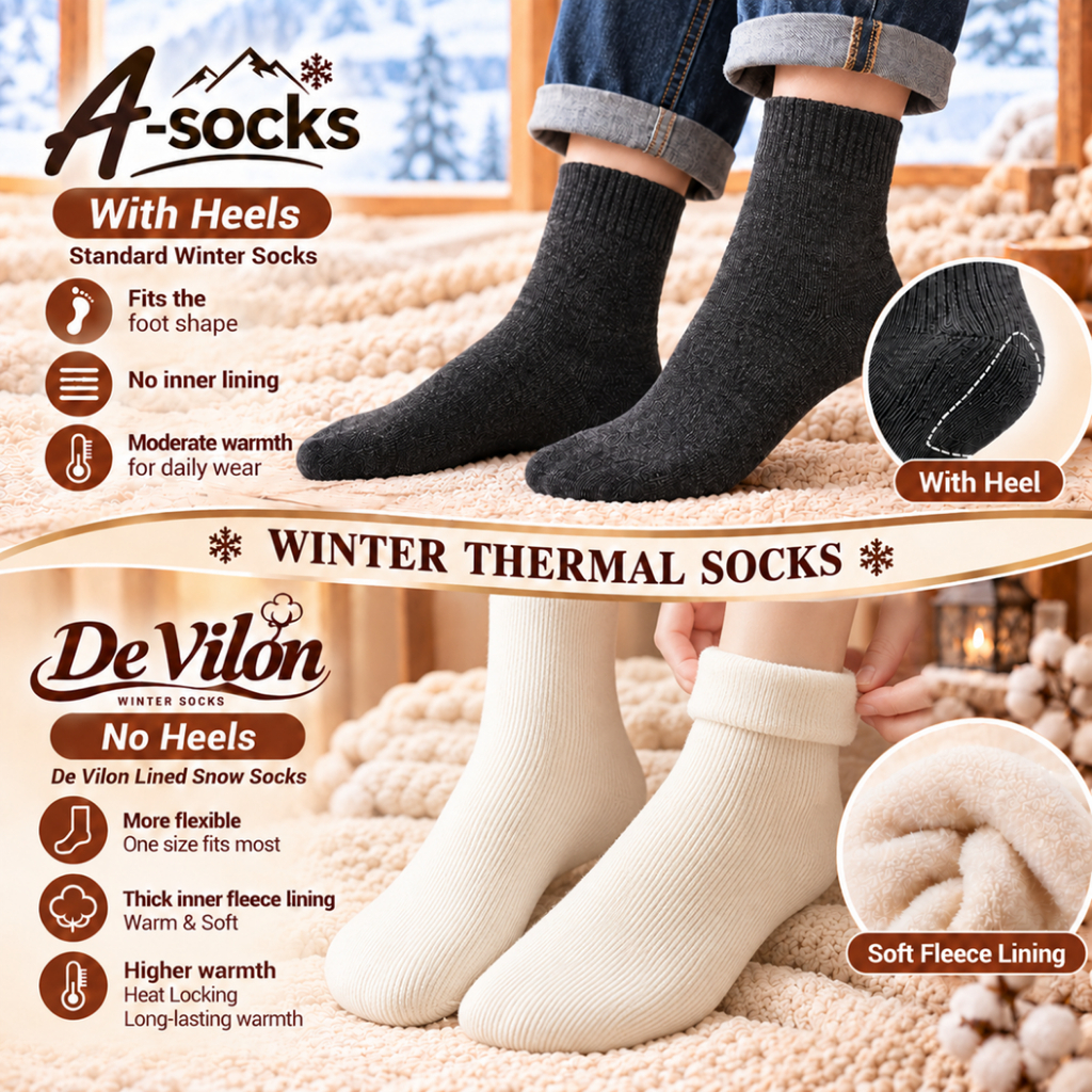 [Unisex] Winter Socks| Thermal Socks | Soft & Warm Breathable Solid Color Design #Terry socks#De Vilon Fleece Lining,