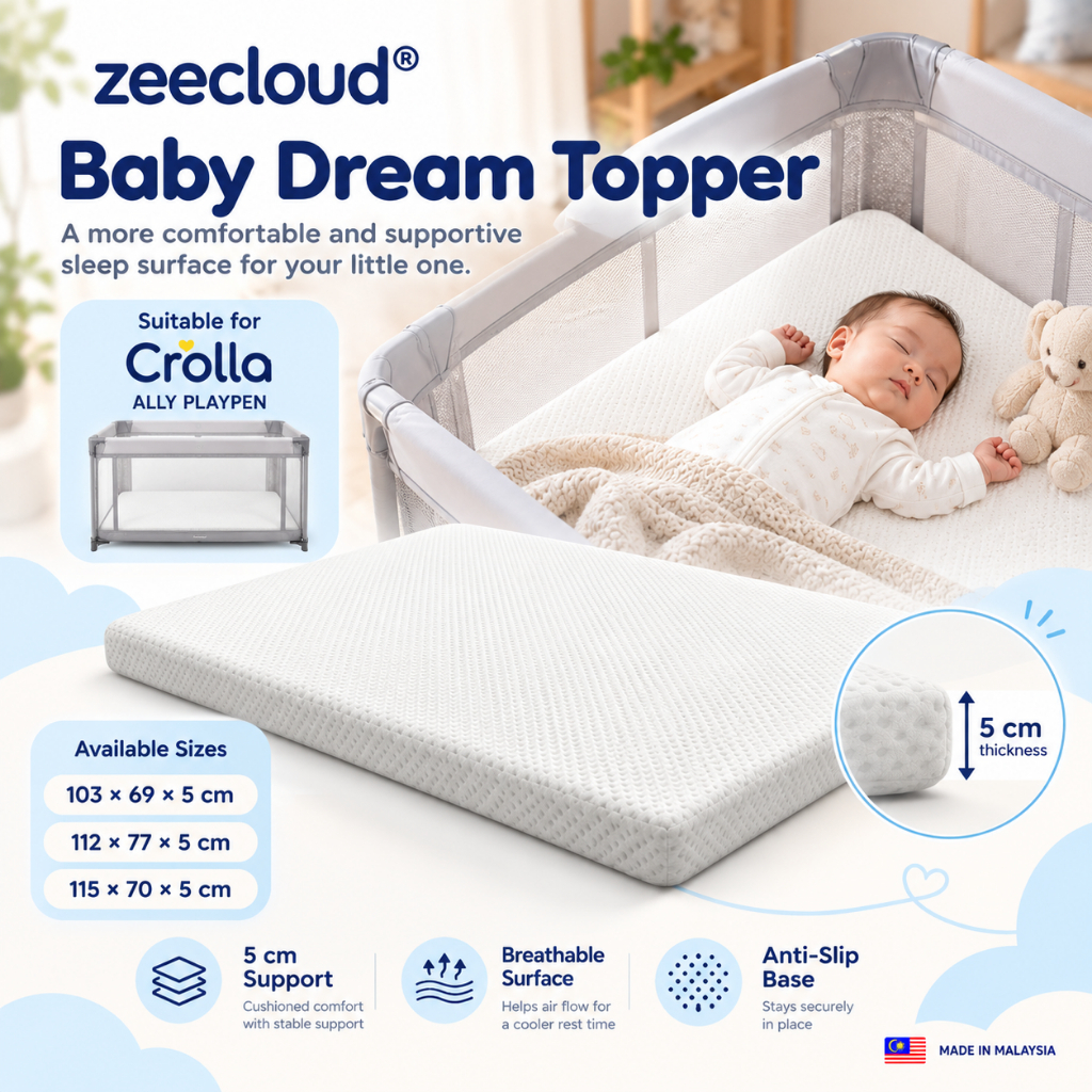 [[NEW LAUNCH]] ZEE CLOUD® Baby Dream Topper 103CM X 69CM X 5CM | Compatible with Crolla Ally | Hypoallergenic