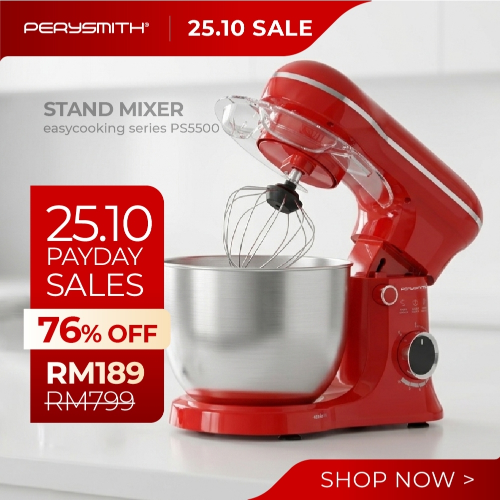PerySmith PS5500 5.5L Stand Mixer EasyCooking Series (Mesin Adun | mixer cake | dough mixer | mesin uli tepung doh)