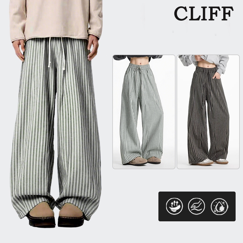 【Tempat Malaysia】CLIFF lelaki Seluar berjalur Musim Panas Seluar Berjalur Baru Longgar dan selesa Men's slacks