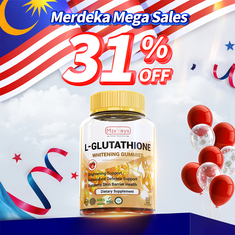 【MixSays】8-dalam-1 Skin Whitening Gummies | Glutathione, Collagen, Vit C | Memutihkan, Melembapkan, Anti-Aging
