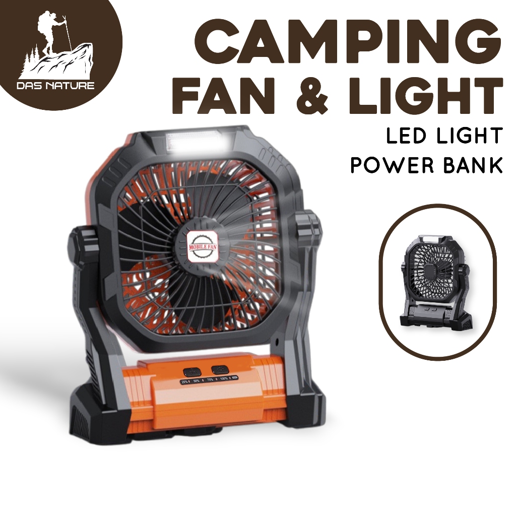 Camping Fan Kipas Perkhemahan USB Rechargable Ceiling Fan Large Capacity Battery Kipas with Light Desk Fan