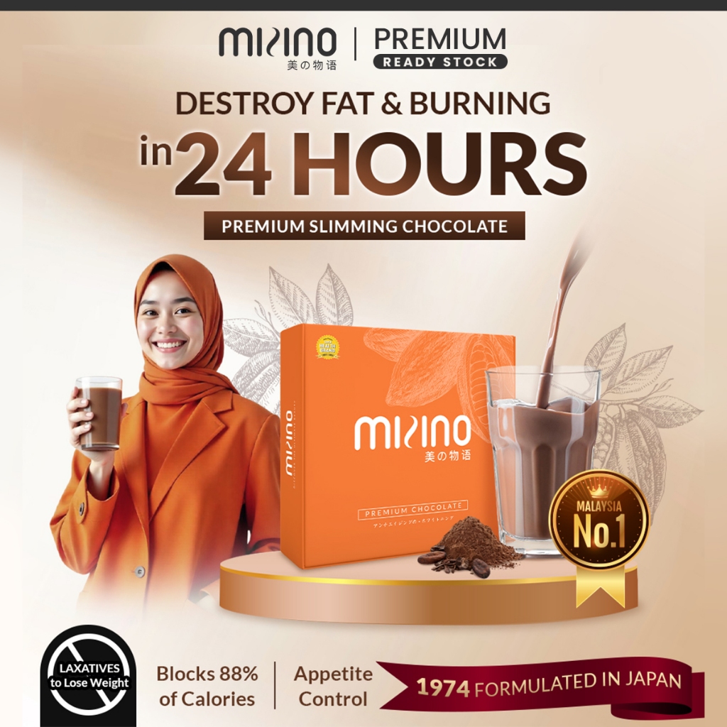 Mizino Premium Chocolate SlimPro | Minuman Coklat Jamu Kurus Badan Slim Body Fat Burner Supplement Weight Loss Drink