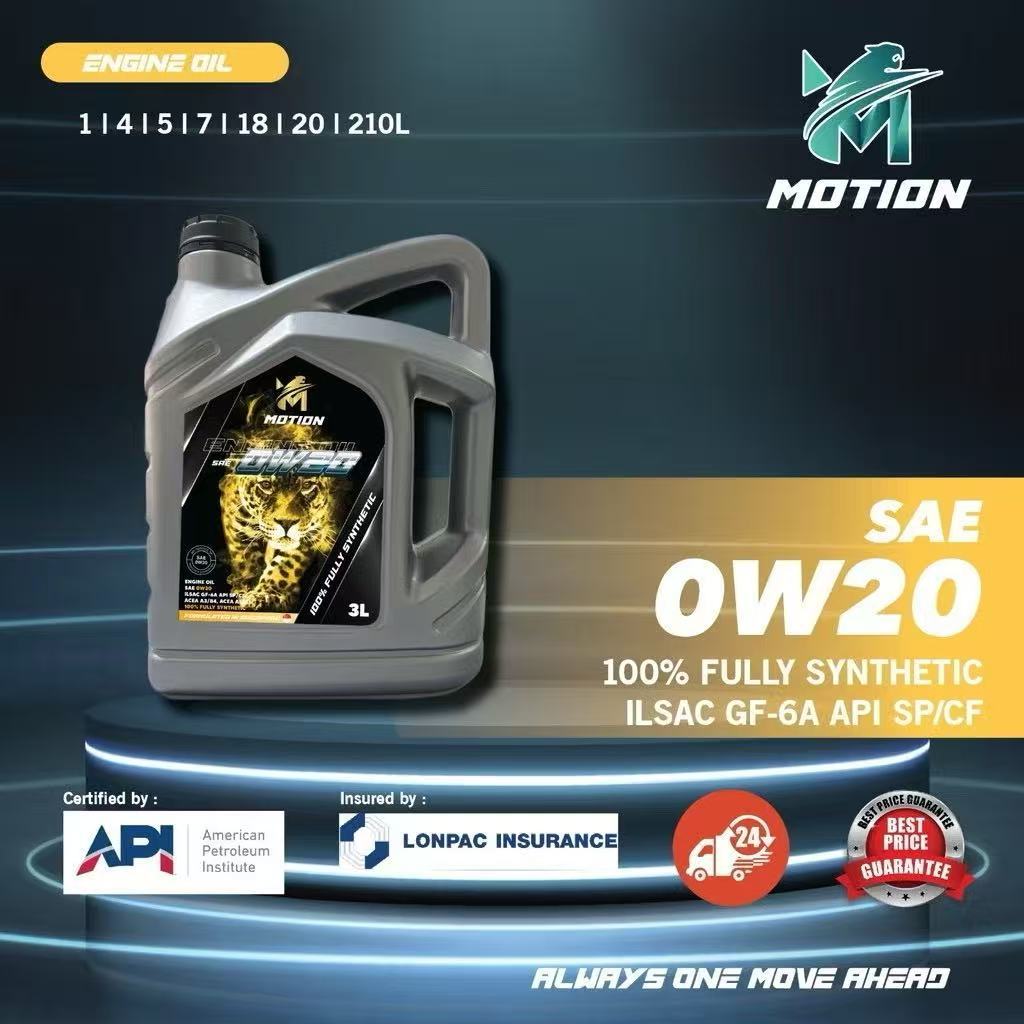 【SARAWAK】READY STOCK (0W20/3L/4L) MOTION API SP Fully Synthetic Engine Oil Car Lubricant