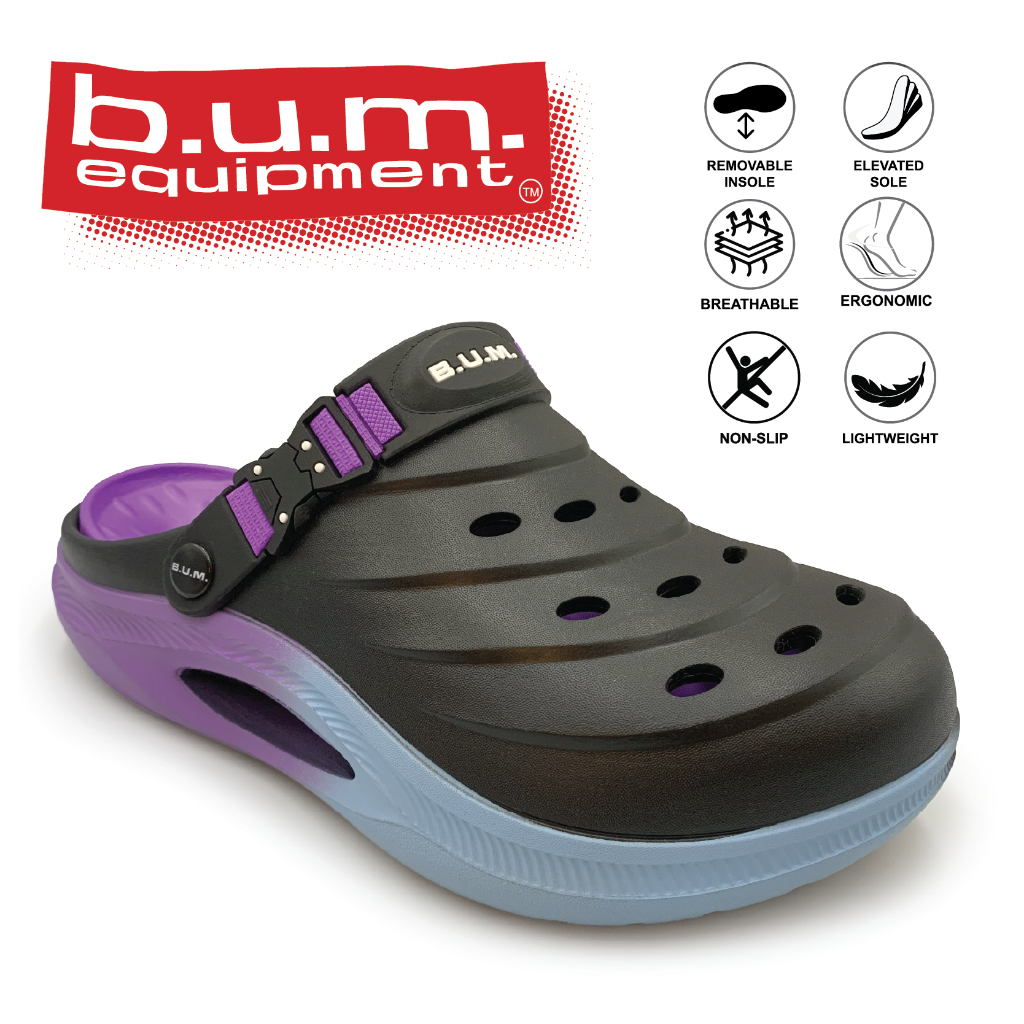 BUM Equipment ChromaStep Slip-On Lightweight Comfort Sport Clog Strap Sandals-Black/Green/Beige/Grey