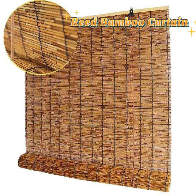Reed Curtains Roller Shades with Lifting Bamboo Blinds Roll up for Window Bamboo Curtain for Hotel Teahouse