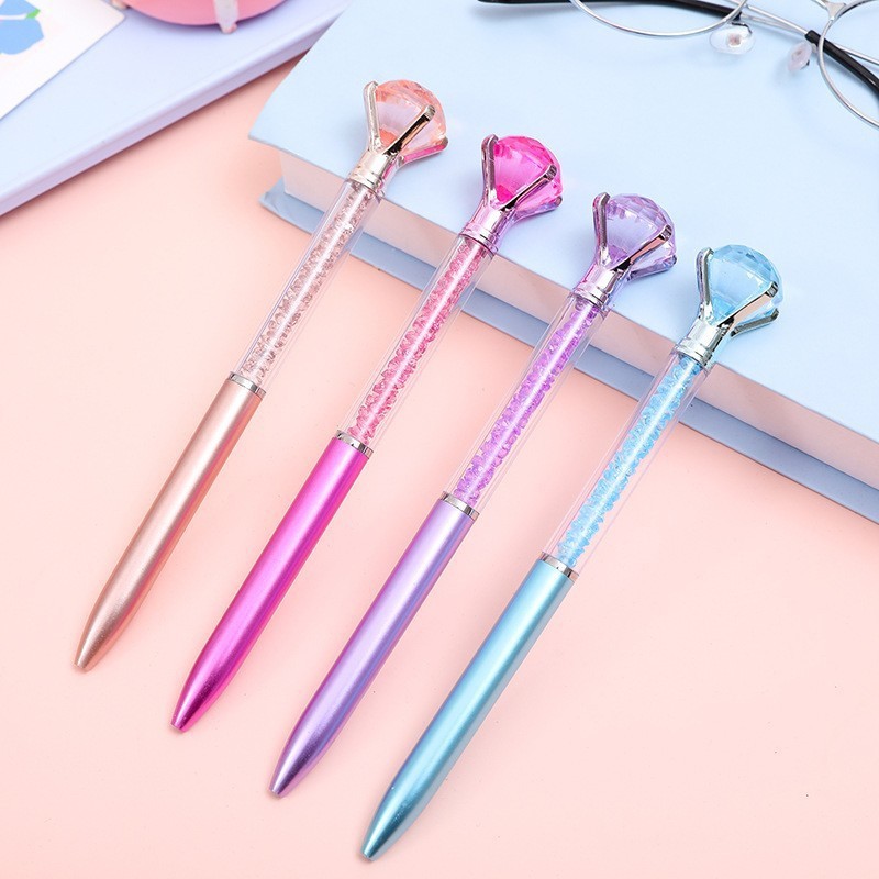 Big Crystal Diamond Pens Bulk Bling Blue Ink Rhinestones Ballpoint Pen Bridal Shower Decor for College Office Supplies