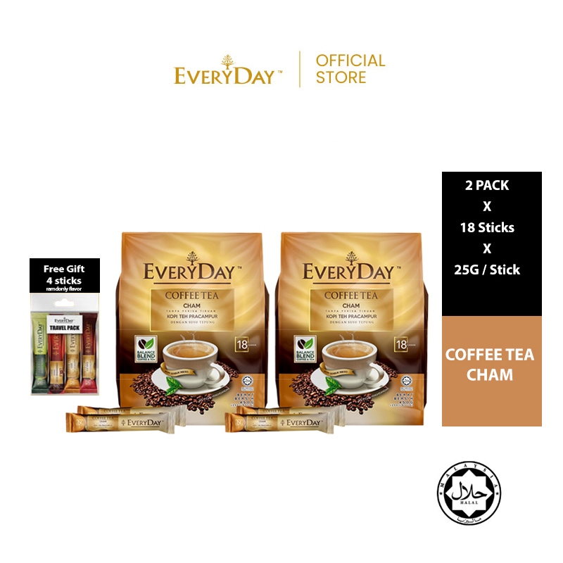 EVERYDAY Cham Coffee Tea Sachets x 2 Packs [Free Travel Pack/Exp 2027]-Halal Certified