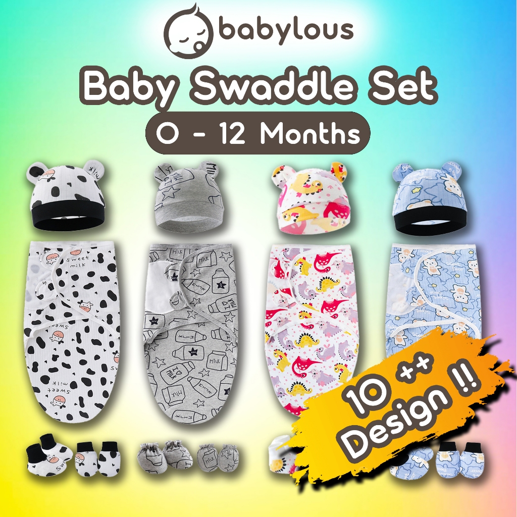 Newborn Baby Swaddle Wrap With Cap Kain Bedung Bayi Kain Balut Bayi Cotton Baby Sleeping Bag Baby Cover Blanket